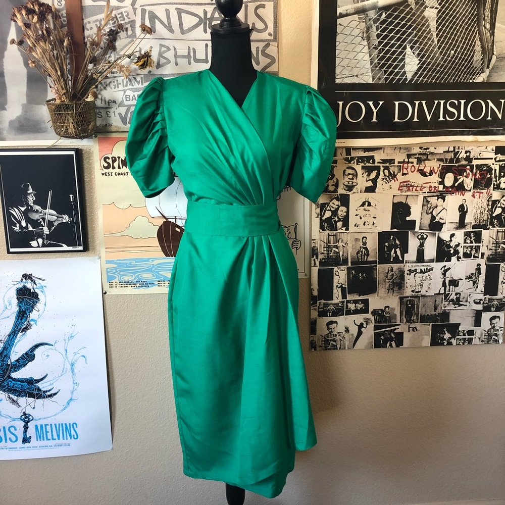 Vintage Emerald Green Wrap Dress